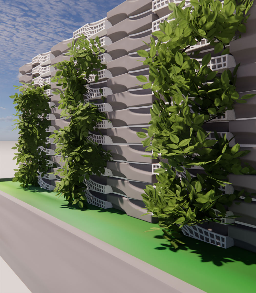 computer rendering of concrete masonry unit wall